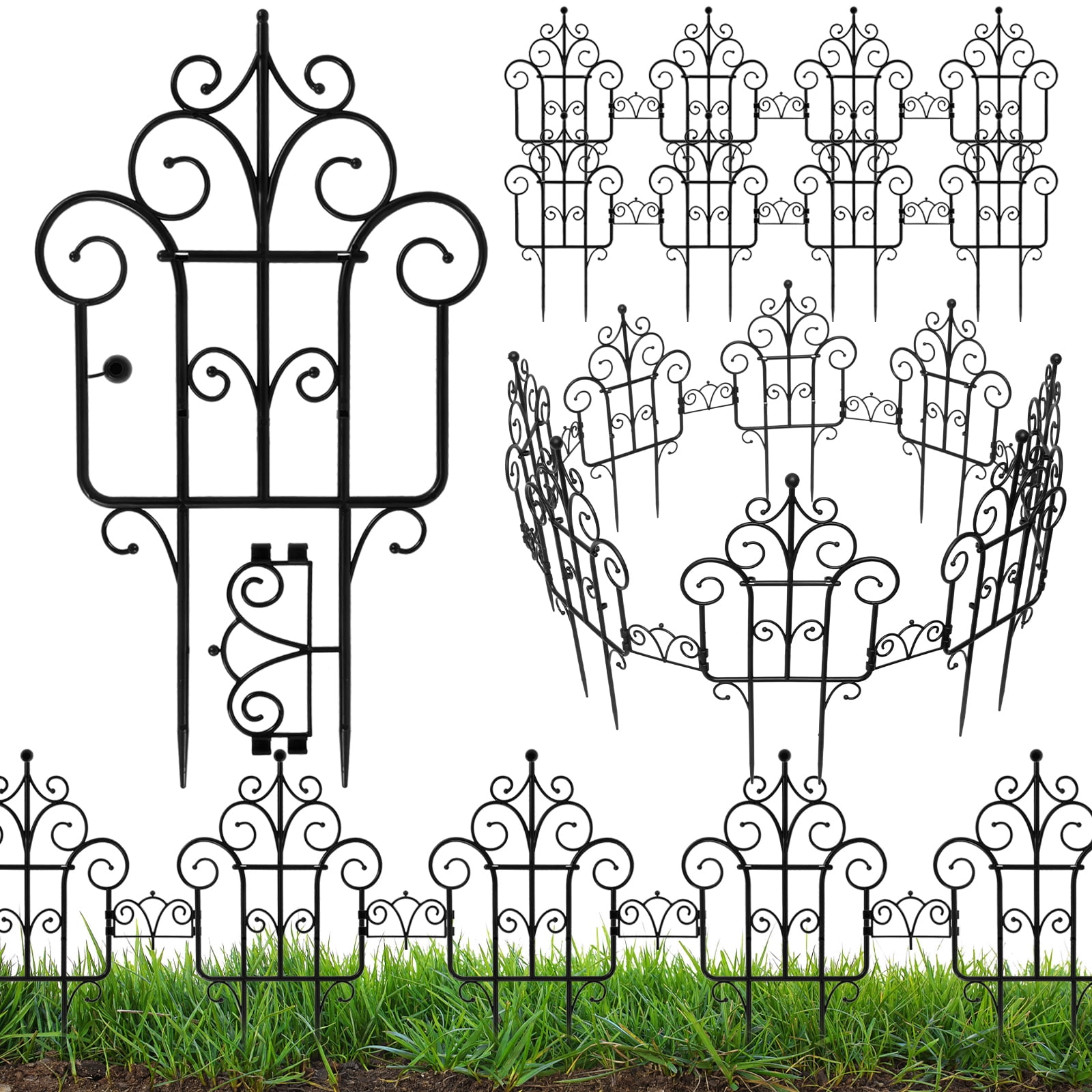 Threns 10Pcs Decorative Garden Fence Plastic Folding Lawn Border Outdoor Animal Barrier Fence Landscape Fencing for Yard Patio Flower Bed