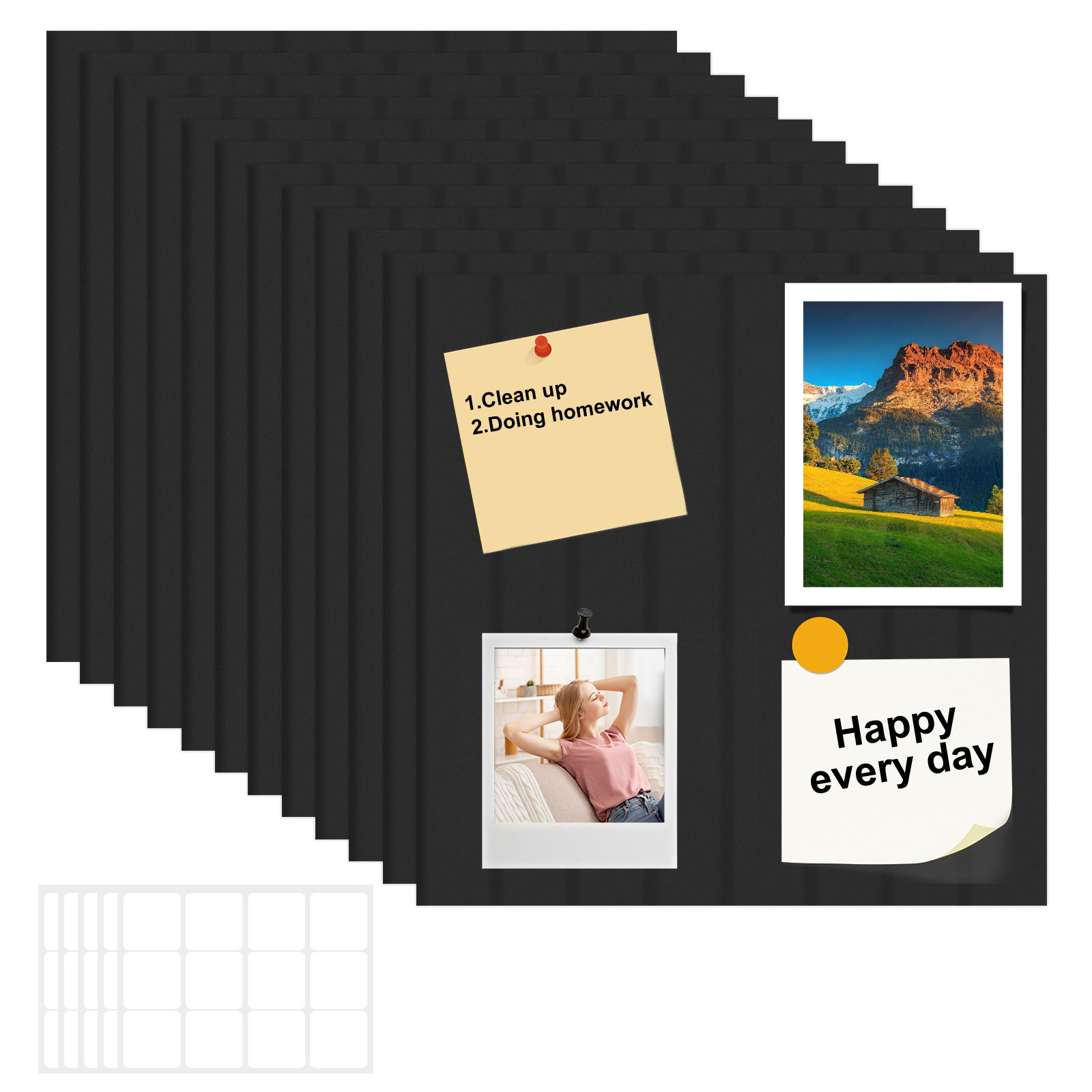 Threns 12 Pcs Felt Bulletin Board with Removable Adhesive Tabs Decorative Felt Pin Board for Photos Memos Home and Office Decor