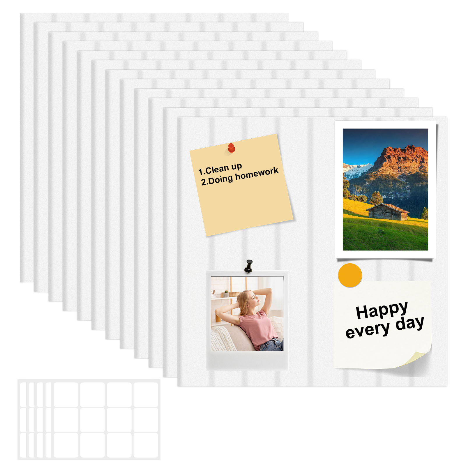 Threns 12 Pcs Felt Bulletin Board with Removable Adhesive Tabs Decorative Felt Pin Board for Photos Memos Home and Office Decor