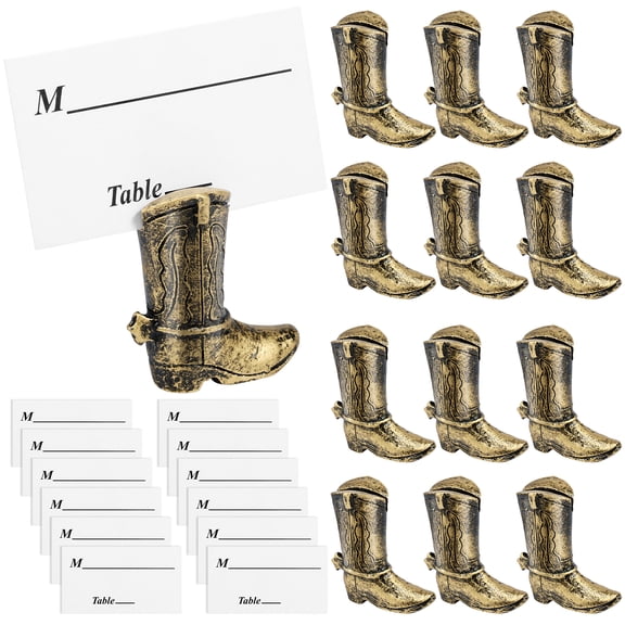 Threns 12Pcs Place Card Holders Retro Cowboy Boots Table Card Holder Resin Place Photo Stands,1.8"