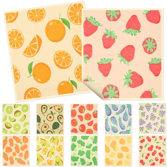 Threns 12Pcs Swedish Dish Cloth Non Scratch Reusable Swedish Dish Towels Absorbent Kitchen Dishcloths for Kitchen Bathroom Counter