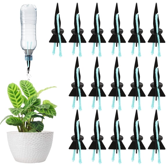 Threns 16 Pack Self Watering Spikes for Indoor Outdoor Plants, Automatic Plant Watering Stakes with Capillary Wick Rope, DIY Vacation Waterer for Potted Plant Seedling Garden Pot, 1.18"