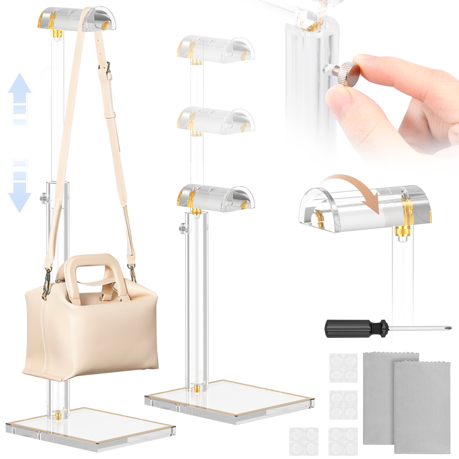 Threns 1Pc/2Pcs Purse Display Stands Height Adjustable Acrylic ...