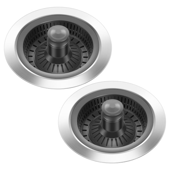 Threns 2 Pcs 3 in 1 Kitchen Sink Drain Strainer Pop Up Design Sink Drain Strainer with Anti Clogging Basket Easy Installation for Kitchen
