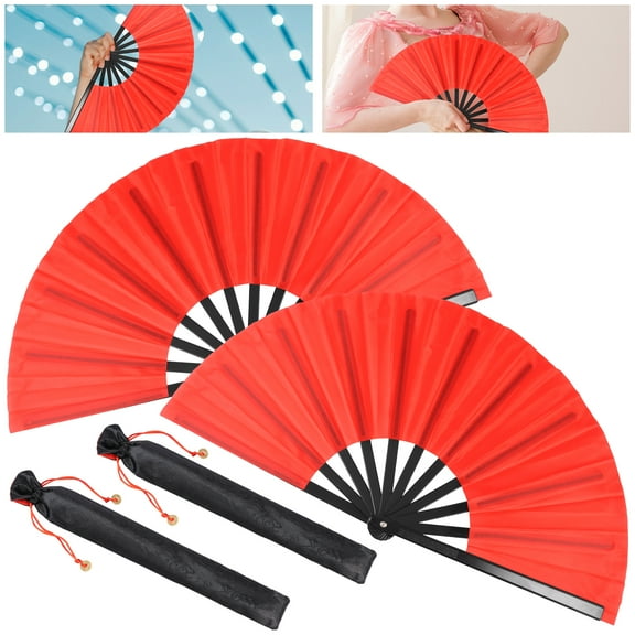 Threns 2 Pcs Hand Folding Fan for Men and Women Tough Exquisite Foldable Fan with Holder Sleeve Home Decoration for Performance Dance Party Festival