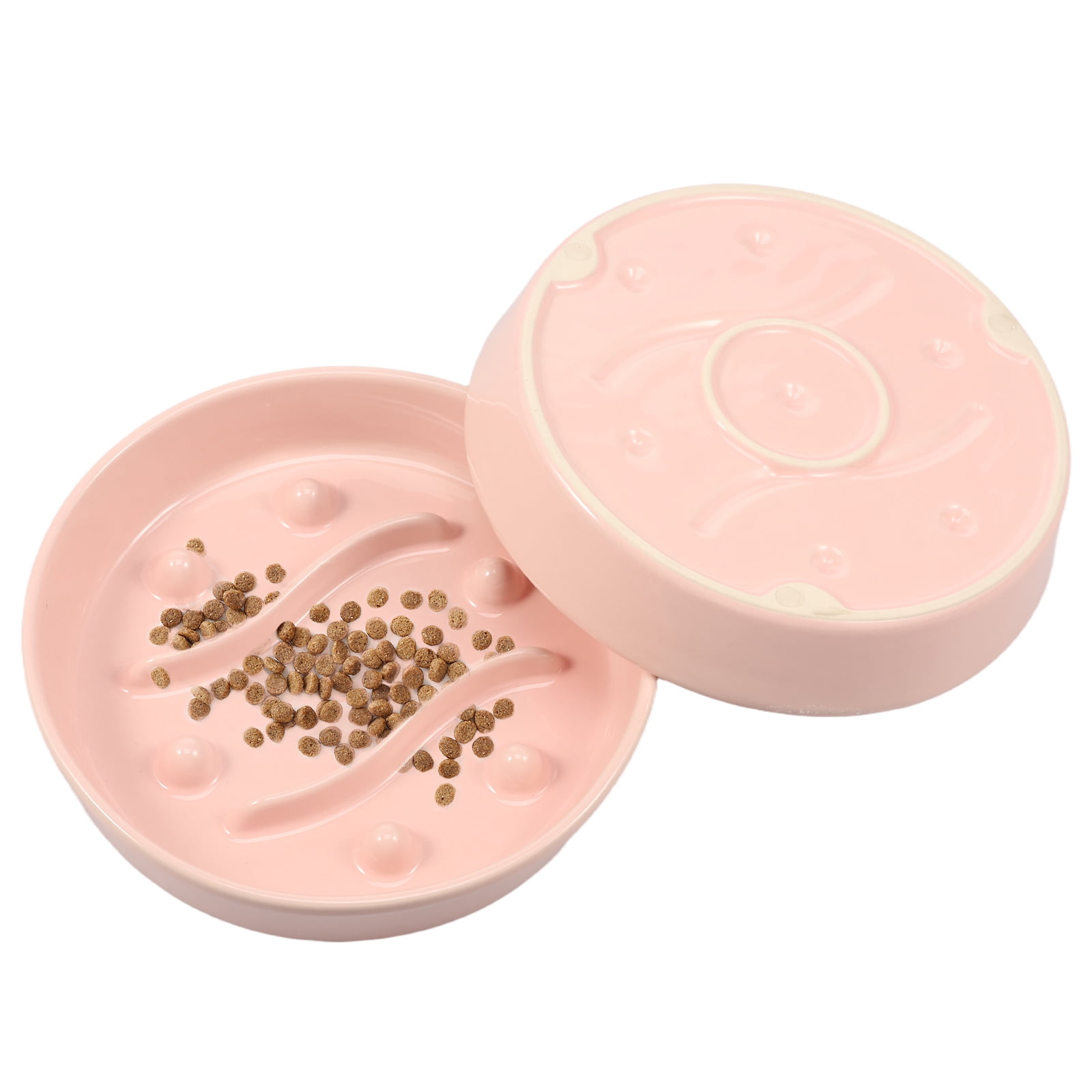 Threns 2 Pcs Practical Cat Slow Feeder Bowl Smooth Ceramic Cat Food Bowl Slow Feeder with Nonslip Bottom for Kitten Puppy Small Pet