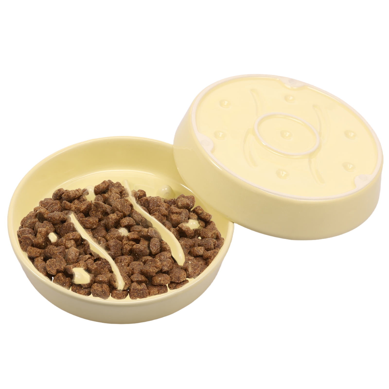 Threns 2 Pcs Practical Cat Slow Feeder Bowl Smooth Ceramic Cat Food Bowl Slow Feeder with Nonslip Bottom for Kitten Puppy Small Pet