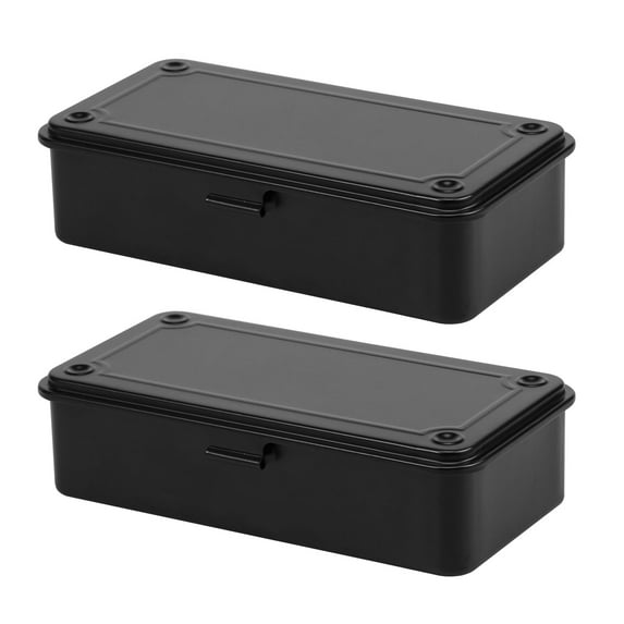 Threns 2 Pcs Trunk Tool Box with Lid Multipurpose Iron Storage Box Rectangular Metal Container Metal Storage Organizer for Scrapbook Stamps
