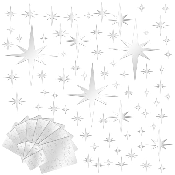 Threns 204Pcs Star Wall Decals Self Adhesive Star Wall Stickers Removable Mirror Stickers Decor for Ceiling Home Bedroom Living Room