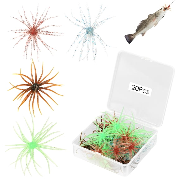 Threns 20Pcs Tentacle Creature Lure Japanese Style Soft Plastic Bait for Bass Fishing for Drop Shot Wacky Rig Neko Rig and Finesse Slow Sinking Soft Bait