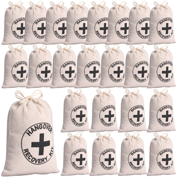 Threns 24 Pcs Hangover Kit Bag with Drawstring Soft Cloth Party Favor Bag Multifunctional Bachelor Party Supply for Candy Jewelry Mini Cosmetic
