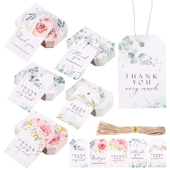Threns 250Pcs Gratitude Tag with Hemp Rope High Hardness Writing Cardstock for Flower Souvenir Present 3.35 x 2.17 Inch