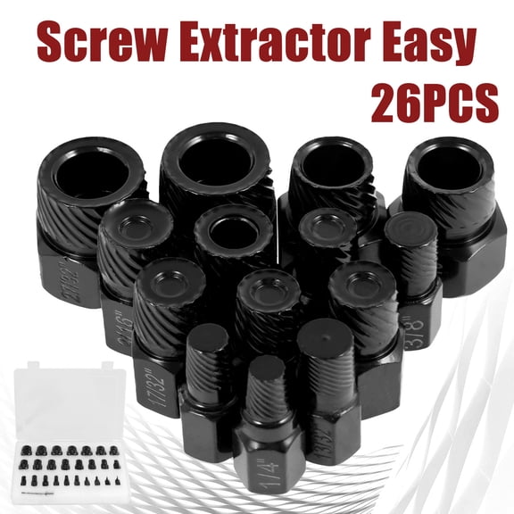 Threns 26Pcs Bolt Nut Extractor Set Damaged Impact Bolt Nut Remover Tool Broken Screw Stud Removal Kit