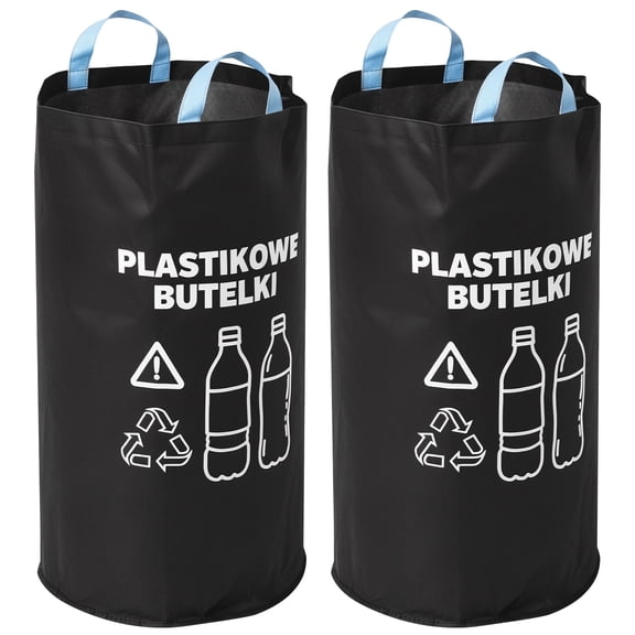 Threns 2Pcs Recycling Bin for Kitchen Recycling Bag, 82L Foldable Deposit Bottles Collection Container, Oxford Cloth Storage for Bottles, Cans, Black