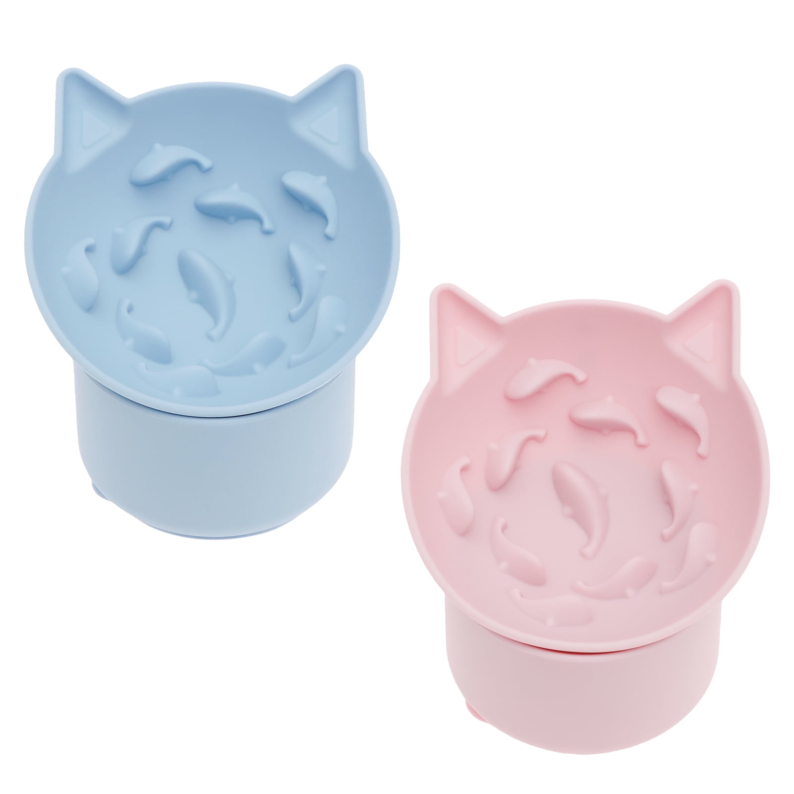 Threns 2Pcs Silicone Cat Slow Feeder Elevated Slow Feeder Dog Bowl with Nonslip Base Adjustable Angle Pet Feeding Bowls to Slow Down Eating for Cats Dogs