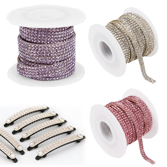 Threns 3 Rolls Rhinestone Ribbons, Self Adhesive Rhinestone Strips, Crystal Rhinestones Roll Rhinestones Tape Bling Wrap, Bling Stickers for Crafts Decoration Car DIY Wedding Party,5 Yards