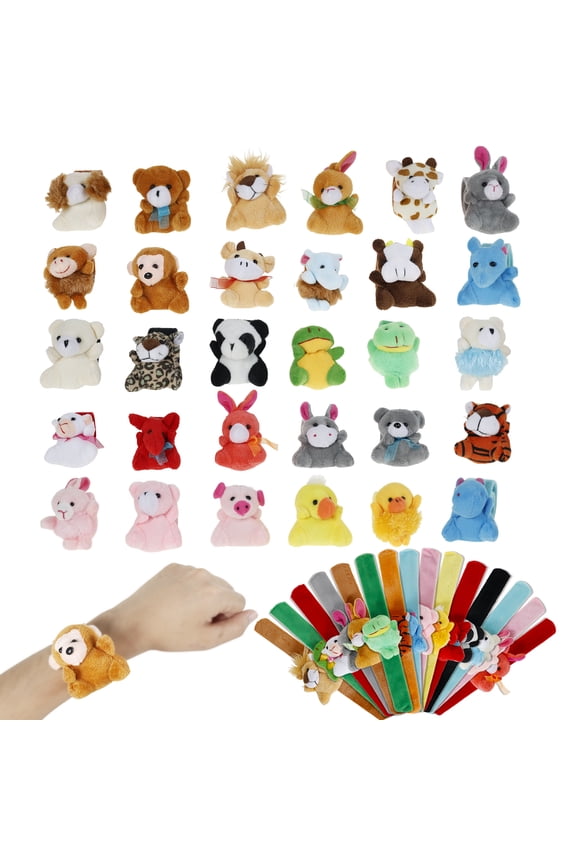 30Pcs Animal Shape Slap Bracelet Bulk Portable Cute Easy to Clean Snap Bracelet Party Favors for Kids Classroom Rewards