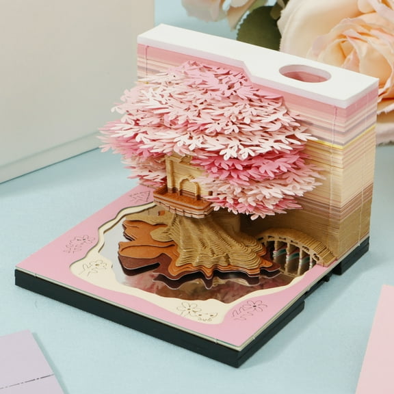 Threns 3D Notepad Creative Tree House 3D Memo Pad with Light 2025 Weekly Calendar Notepad for Office Gift