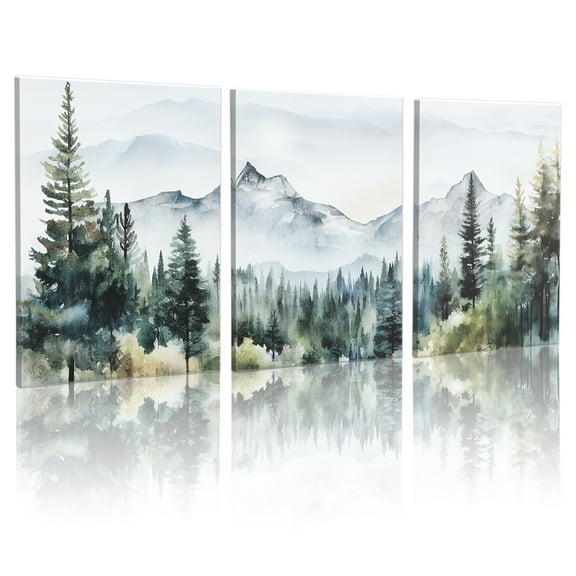 Threns 3Pcs Canvas Landscape Ink Painting Multipurpose Ready to Hang Wall Art Painting for Bedroom Office Living Room Decor