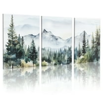 Threns 3Pcs Canvas Landscape Ink Painting Multipurpose Ready to Hang Wall Art Painting for Bedroom Office Living Room Decor