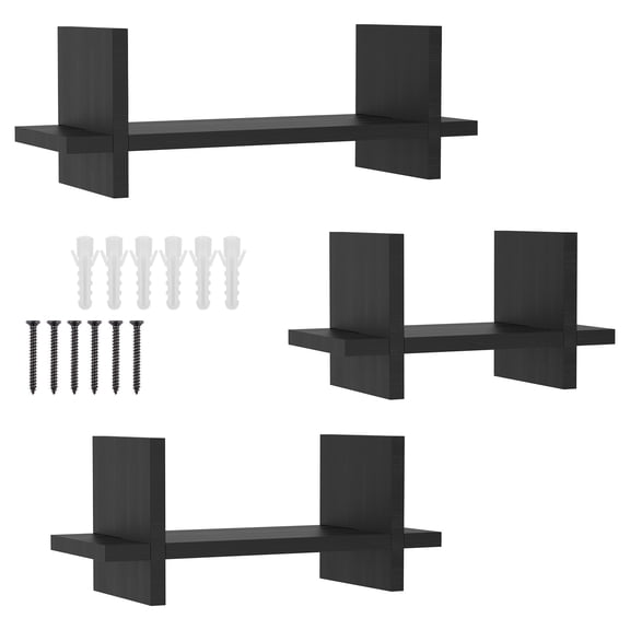 Threns 3Pcs Wooden Floating Bookshelf Wall Mounted/Desktop Storage Rack for Book Pen Holder Photo Frame Ideal for Living Room Study Room Foyer
