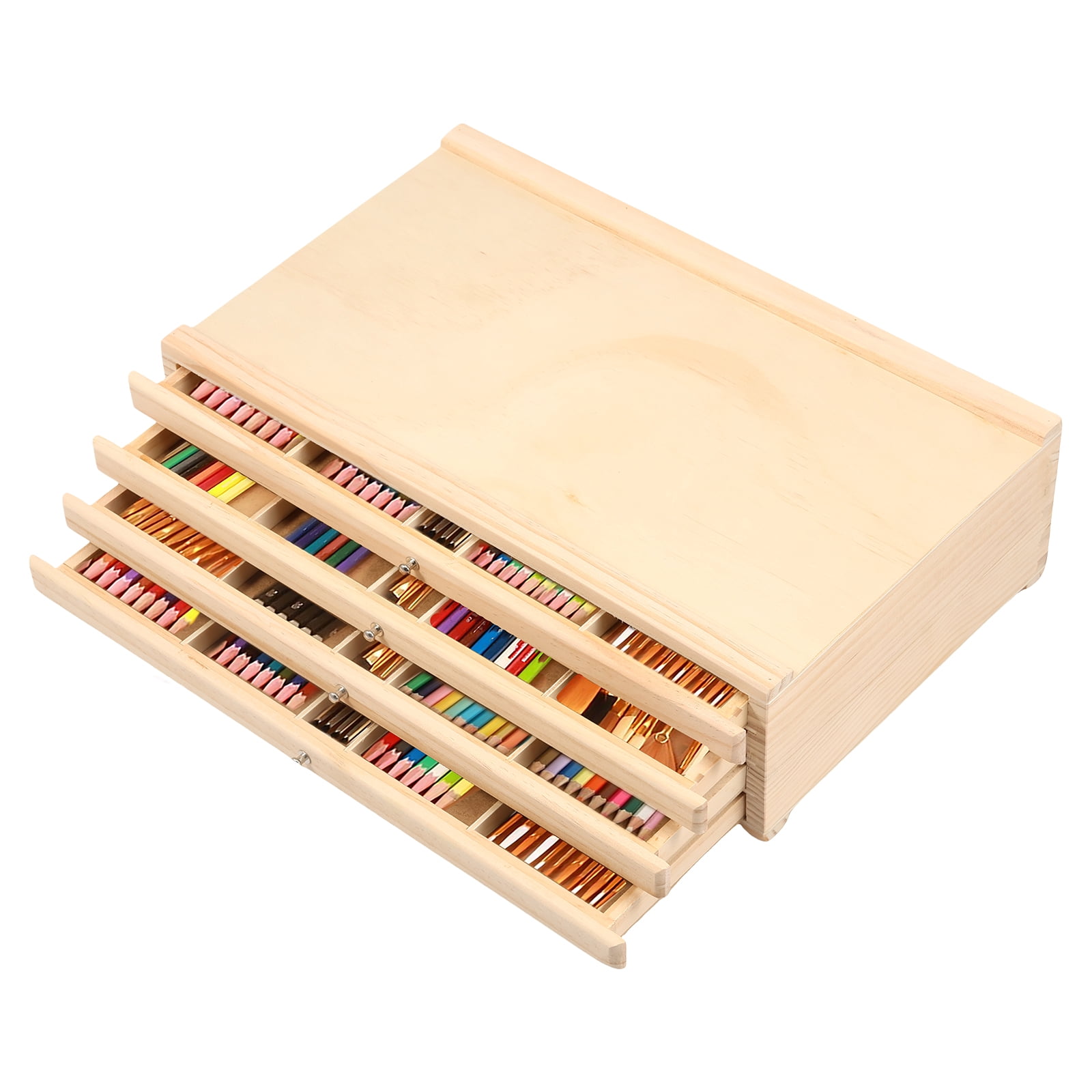 Threns 4/6 Drawer Wooden Artist Supply Storage Box Multifunction Wood Art Tool Paint Brush Organiser Box for Markers Pencils Pens
