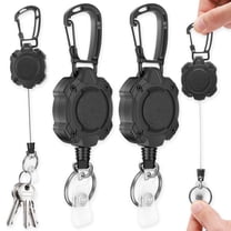 Keyohome 4 pack Retractable Keychain,Heavy Duty Carabiner Badge Holder,Tactical ID Badge Reel Clip with 31.5” Steel Retractable Cord,7 oz