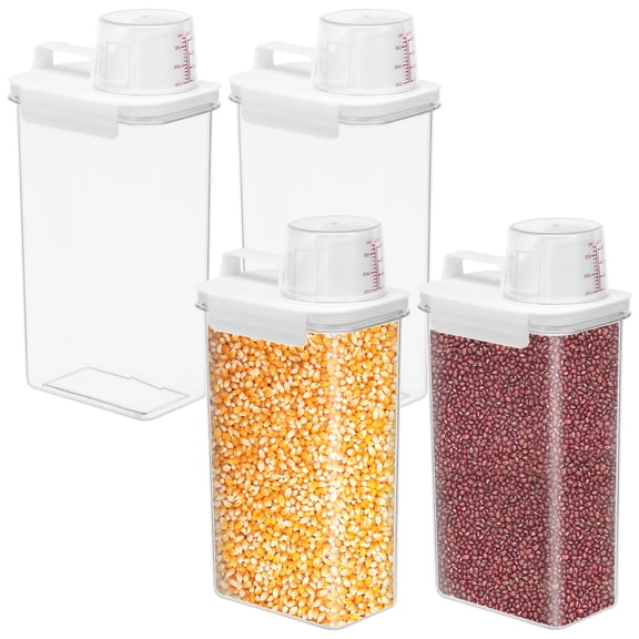 Threns 4 Pcs 2300ml Airtight Grain Storage Container Clear Food Store Container Cereal Canister with Measuring Lid for Kitchen Grain Storage