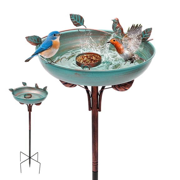 Threns 40" Metal Bird Bath for Outside,Vintage Freestanding Birdbaths & Birdfeeder,Bird Baths Feeder Bowl for Outdoors Garden Patio Yard Lawn Decor