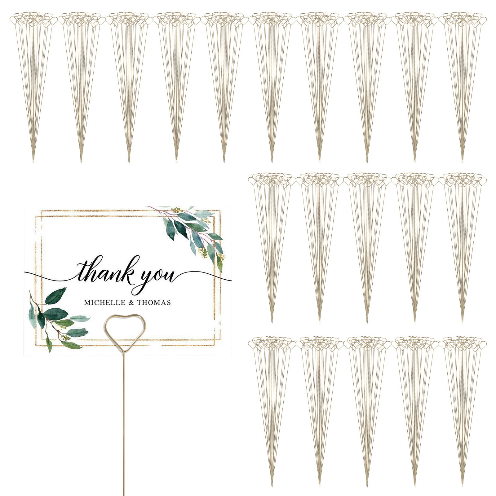 Threns 400 Pcs Floral Card Holder Pick 12 Inches Metal Flower Card Holder Stick for Birthday Party Engagement Wedding Formal Meeting