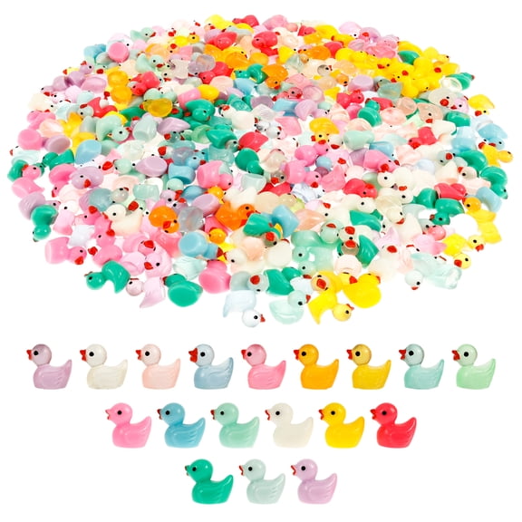 Threns 400Pcs Resin Miniature Duck Small Figure Colorful Mini Resin Duckling Waterproof Miniature Landscape Duck Attractive for Party