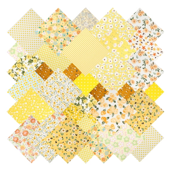 Threns 42Pcs Quilting Cotton Fabric Squares Sheets Pre-Cut Multi-Color Design Printed Floral Craft Fabric for DIY Sewing Scrapbooking Quilting Craft Patchwork, 10"x 10"