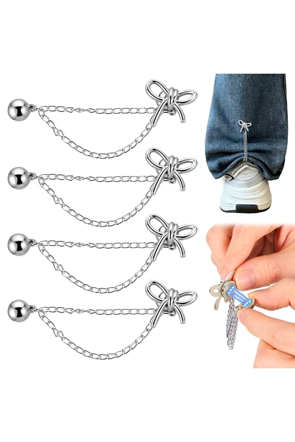 4Pcs Magnetic Clothing Clips with Chain Pin Free Magnet Fastener Button Pins for Fixing Hem of Clothes Long Pants Legs Sleeves of Shirts