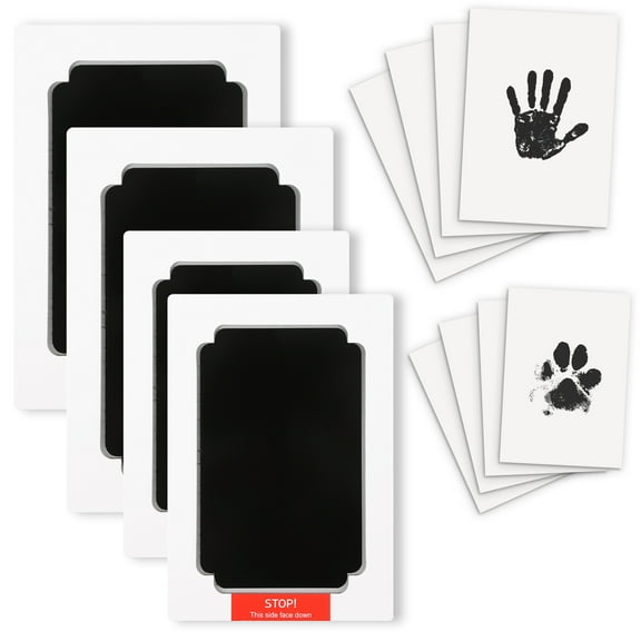 Threns 4Pcs Paw Print Kit Inkless Hand and Footprint Kit Clear Paw Print Stamp Pad 2 Sizes Paw Print Kit Easy to Use Hand and Footprint Kit Easy to Clean Paw Print Stamp Pad for Kids