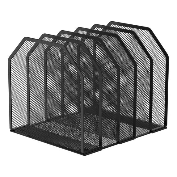 Lzvxtym 5/7 Section Metal Vertical Desktop Organizer Sturdy Desk File Organizer Adjustable Mesh File Folder Stand Sorter for Home