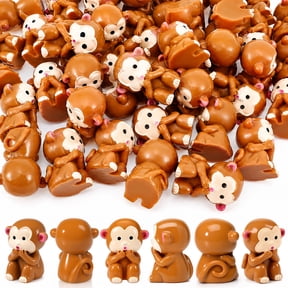Threns 50 Pcs Mini Monkey Figurines, Cute Resin Monkey Figures for Succulent Pot Garden Micro Landscape DIY Craft Cake Decoration
