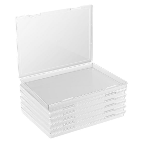 Threns 6 Pack Photo Storage Box Fits 8" x 10" Photo Large Plastic Scrapbook Paper Storage with Snap Tight Latch for Protecting Scrapbook Crafts Office Supplies File