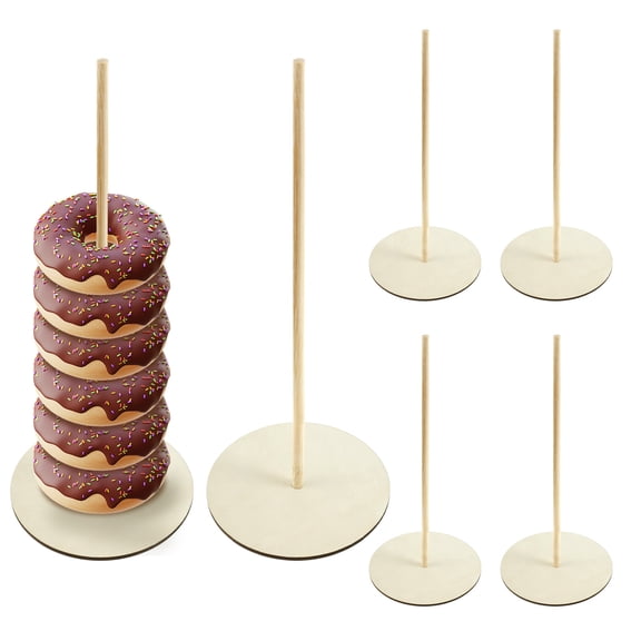 Threns 6 Pcs Donut Stand Holder for Dessert Table Wood Donut Display Stand Donut Holder Stands for Birthday Wedding Party