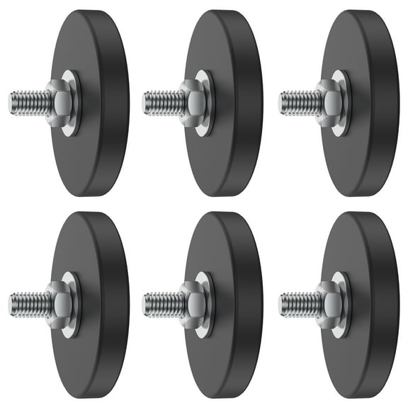Threns 6Pcs Magnet Base 1.7 Inch Round Neodymium Mounting Magnet M6 Thread Stud Magnet Anti-Scratch Strong Magnet for Lighting Bar Camera Cabinet Blackboard Refrigerator