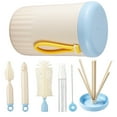 thumbnail image 1 of Threns 6Pcs Set Travel Silicone Baby Bottle Cleaner Brush Set Foldable Drying Rack with Storage Bucket Safe Robust for Home and Travel, 1 of 11