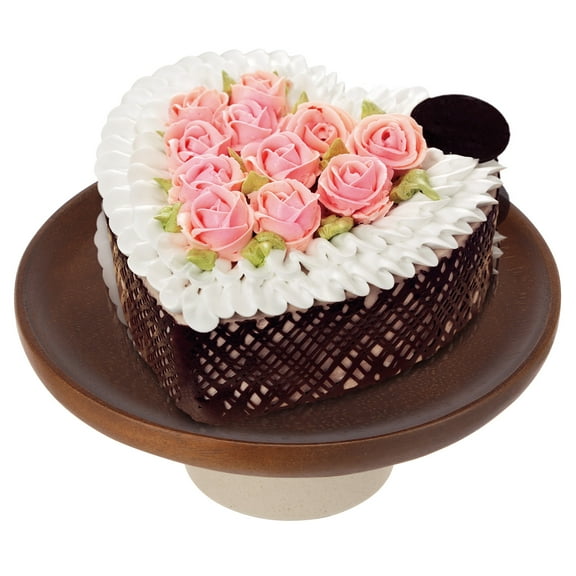 Threns 8.5 Inches Vintage Cake Stand Acacia Wood and Clay Cake Pedestal Stand with High Feet Design for Home Birthday Holiday Party