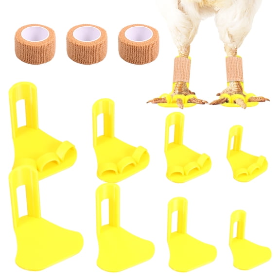 Threns 8Pcs Chicken Leg Splint with Toe Separator Adjustable Poultry Leg Brace with Strap for Curved Fused Toe Foot Deformity Affected Limb Fixation