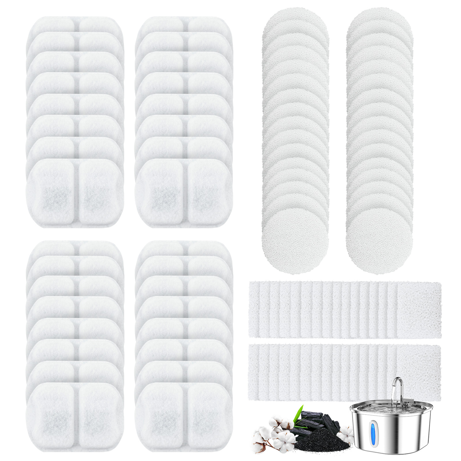 Threns 96Pcs Nonwoven Dog Water Filter Triple Filtration Cat Water Filter Effective Dog Fountain Filtration Anti Clogging for Cat