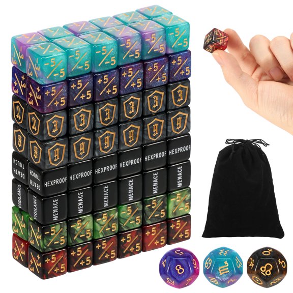 Threns 99 Pcs MTG Dice Counters Bulk Life Keyword Counter Dice Set Plus -1/+1 Buff Ability Tokens for MTG,TCG,Cards Gaming Accessories