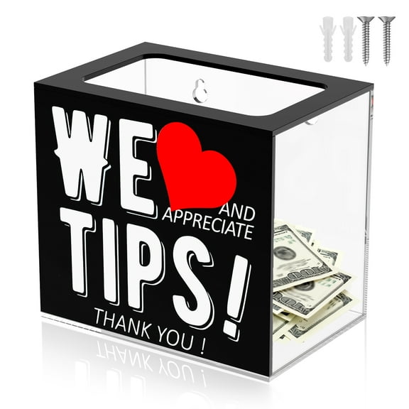 Threns Acrylic Tip Jar Lightweight and Sturdy 6×4×5 Inch Visible Tip Suggestion Ballot Box for Bar Restaurant Music Performance