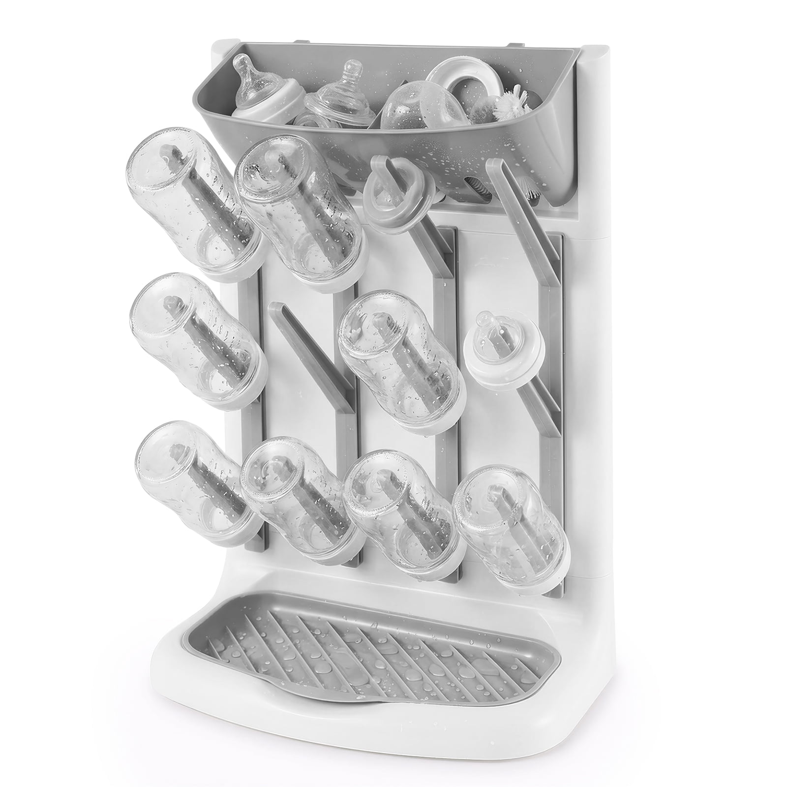 Threns Baby Bottle Drying Rack with 12 Hooks,Space Saving Kitchen Bottles Rack Dryer,Vertical Baby Bottle Holder Organizer for Countertop Storage Accessories