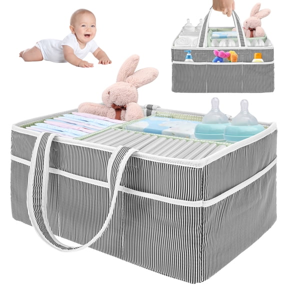 Threns Baby Diaper Caddy Organizer,Nursery Storage Bin Basket,Portable Diaper Organizer for Car,with Handle,Regular
