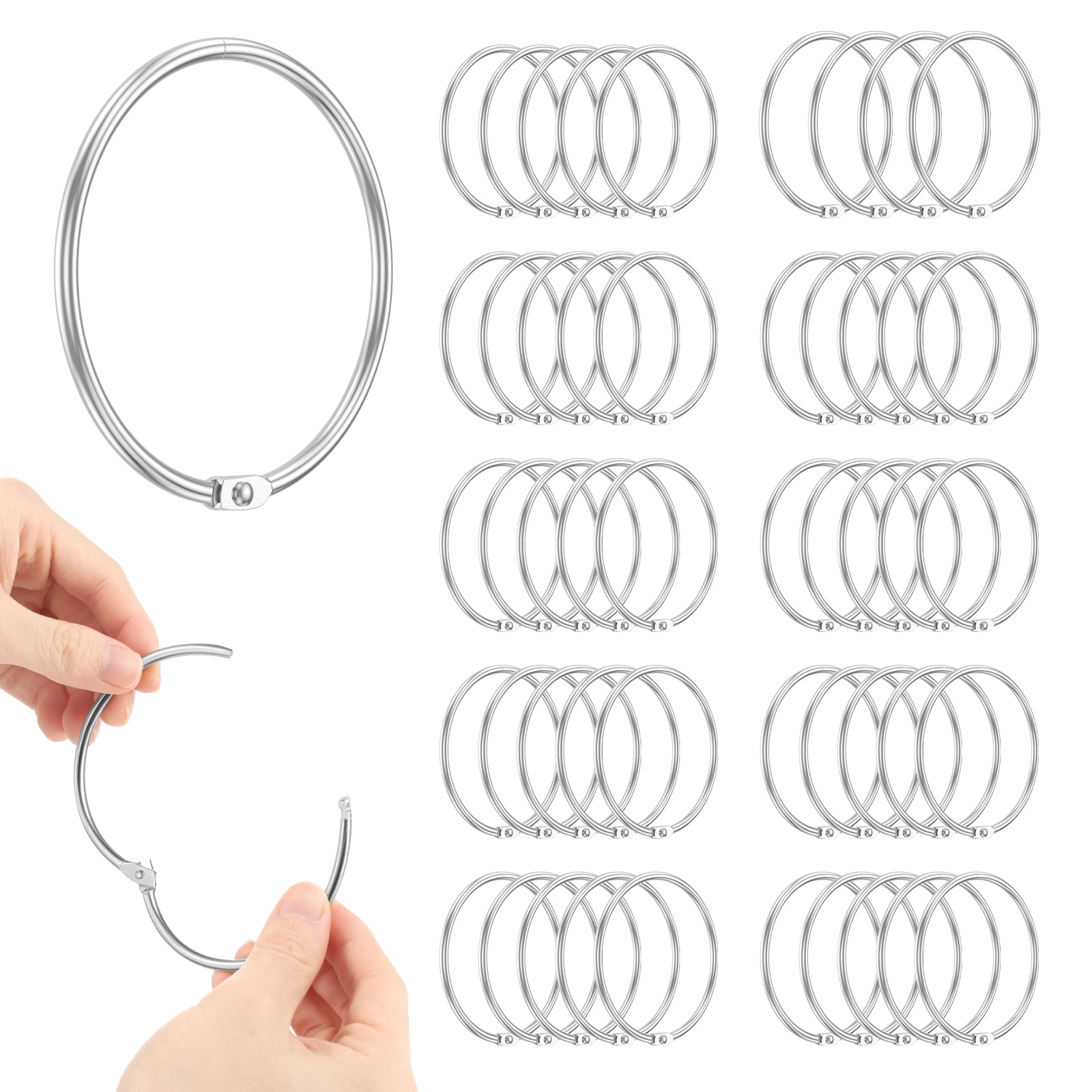 Threns Binder Rings,3 inch Loose Leaf Binder Book Rings,50 Pack Metal Keychain Loops for Index Cards Notebook Office Home