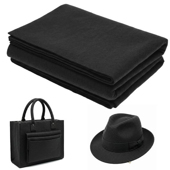 Threns Black Felt Fabric, 108" x 36" Inch Wide 1.4mm Thick Soft Felt Fabric Sheet, Black Series Colors Soft Nonwoven Fabric for DIY Craftwork Sewing Patchwork, Craft Felt