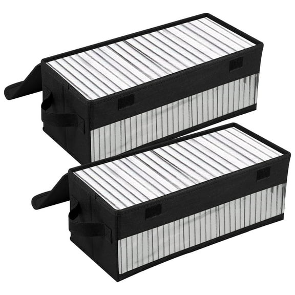 Threns CD Storage Box with Lid Nonwoven Fabric CD Organizer Case Foldable CD Case Holder Large Capacity DVD Storage Box for Storing Media Game Discs Books